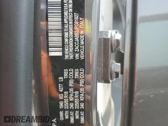 2018 Jeep Renegade Latitude z VIN ZACCJABB3JPG81927, wystawiony jako Copart lot #52442985 z przebiegiem 72 256 mil mil oraz Szkoda całkowita • Salvage title. Historia ofert i sprzedaży dostępna na DreamBid. Obrazek 13.
