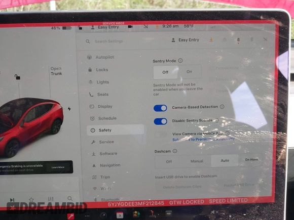 2021 Tesla Model Y Long Range with VIN 5YJYGDEE3MF212845, listed as a IAAI auction lot 41864260 with 43,451 mi miles. Bid and sale history available at carsss.com. Image 18.