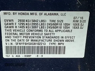 2016 Honda Pilot EX-L with VIN 5FNYF6H5XGB102213, listed as a IAAI auction lot 41861702 with 119,655 mi miles. Bid and sale history available at carsss.com. Image 9.
