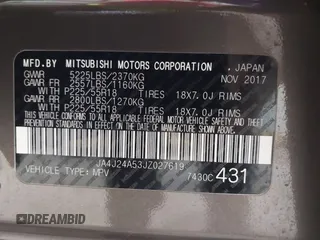 2018 Mitsubishi Outlander SEL z VIN JA4J24A53JZ027619, wystawiony jako IAAI lot #41488225 z przebiegiem 55 356 mil mil oraz . Historia ofert i sprzedaży dostępna na DreamBid. Obrazek 9.