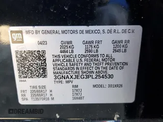 2023 Chevrolet Equinox LT with VIN 3GNAXJEG3PL254530, listed as a Copart auction lot 77158714 with 8,856 mi miles and Clean title. Bid and sale history available at DreamBid. Image 14.