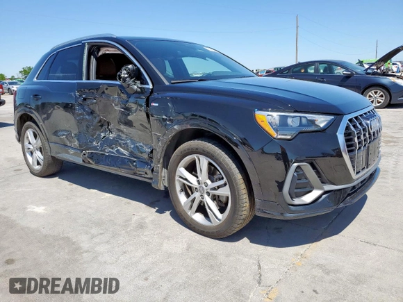 2020 Audi Q3 S line Premium with VIN WA1DECF30L1100906, listed as a Copart auction lot 53922435 with 41,961 mi miles and Salvage title. Bid and sale history available at DreamBid. Image 4.