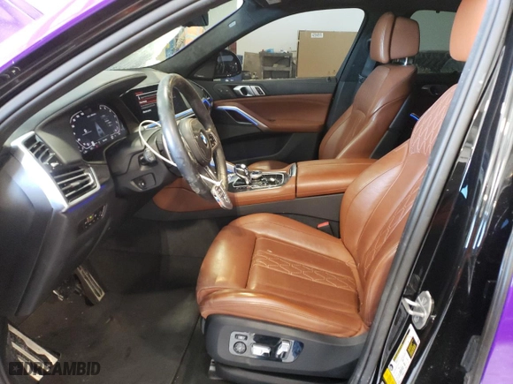 2022 BMW X6 M50i with VIN 5UXCY8C07N9K85135, listed as a Copart auction lot 45385725 with 57,106 mi miles and Salvage Title. Bid and sale history available at carsss.com. Image 7.
