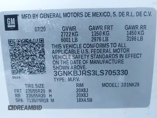 2020 Chevrolet Blazer LT with VIN 3GNKBJRS3LS705330, listed as a IAAI auction lot 41552838 with 57,598 mi miles and . Bid and sale history available at DreamBid. Image 9.