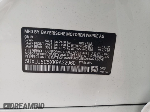 2019 BMW X4 M40i with VIN 5UXUJ5C5XK9A32960, listed as a Copart auction lot 41801423 with 24,326 mi miles. Bid and sale history available at carsss.com. Image 14.