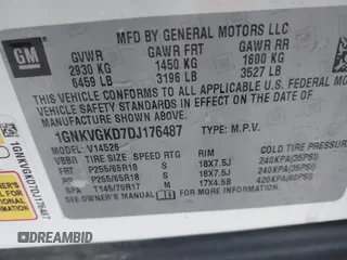 2013 Chevrolet Traverse LT with VIN 1GNKVGKD7DJ176487, listed as a IAAI auction lot 41211283 with 146,844 mi miles and . Bid and sale history available at DreamBid. Image 9.