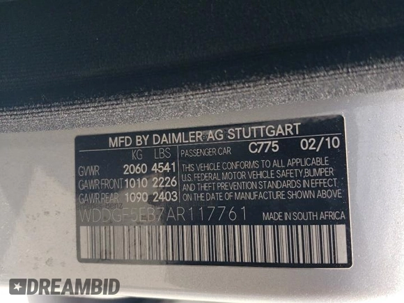 2010 Mercedes-Benz C 300 Sport with VIN WDDGF5EB7AR117761, listed as a Copart auction lot 48339315 with Not Provided miles and Salvage Title. Bid and sale history available at DreamBid. Image 14.