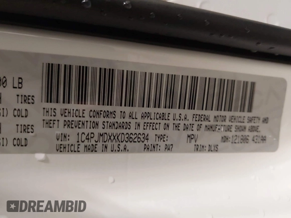 2019 Jeep Cherokee Limited с VIN 1C4PJMDXXKD362634, выставлен на аукционе IAAI как лот 42237505 с пробегом 65 538 миль миль и . История ставок и продаж доступна на DreamBid. Изображение 9.