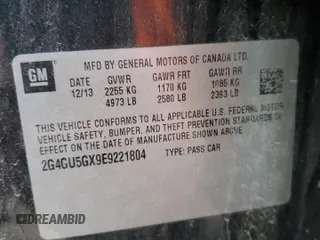 2014 Buick Regal GS with VIN 2G4GU5GX9E9221804, listed as a Copart auction lot 80933674 with 89,666 mi miles and Salvage Title. Bid and sale history available at DreamBid. Image 12.