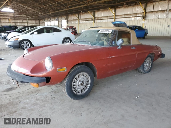 1980 Alfa Romeo Spider z VIN AR115410010807, wystawiony jako Copart lot #83566094 z przebiegiem 53 510 mil mil oraz Czysty tytuł • Clean title. Historia ofert i sprzedaży dostępna na DreamBid. Obrazek 1.