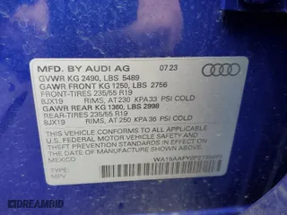 2023 Audi Q5 Sportback S line Premium Plus with VIN WA15AAFY6P2195665, listed as a Copart auction lot 53656314 with 6,360 mi miles and Salvage Title. Bid and sale history available at carsss.com. Image 13.