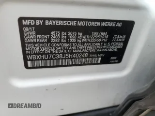 2018 BMW X1 sDrive28i with VIN WBXHU7C38J5H40248, listed as a Copart auction lot 66158662 with 59,903 mi miles. Bid and sale history available at carsss.com. Image 10.