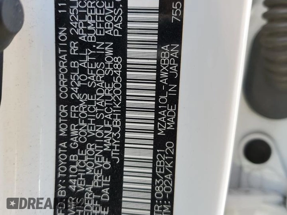 2019 Lexus UX 200 с VIN JTHY3JBH1K2005488, выставлен на аукционе Copart как лот 60835025 с пробегом 78 285 миль миль и Списание • Salvage title. История ставок и продаж доступна на DreamBid. Изображение 13.