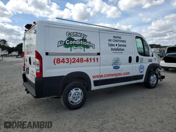 2021 Ram ProMaster Cargo with VIN 3C6LRVVG7ME559443, listed as a Copart auction lot 47386865 with Not Provided miles and Salvage Title. Bid and sale history available at DreamBid. Image 3.
