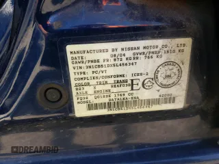 2005 Nissan Sentra 1.8 with VIN 3N1CB51DX5L456347, listed as a Copart auction lot 54887195 with 136,679 mi miles and Salvage Title. Bid and sale history available at DreamBid. Image 12.