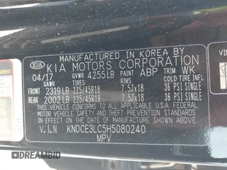 2017 Kia Niro Touring with VIN KNDCE3LC5H5080240, listed as a IAAI auction lot 41760023 with 78,294 mi miles. Bid and sale history available at carsss.com. Image 9.
