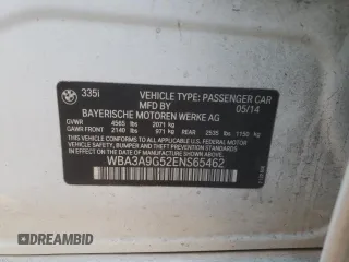 2014 BMW 3 Series 335i with VIN WBA3A9G52ENS65462, listed as a Copart auction lot 86523644 with 158,824 mi miles and Salvage Title. Bid and sale history available at carsss.com. Image 14.