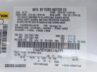 2021 Ford Mustang EcoBoost with VIN 1FA6P8TH5M5146799, listed as a IAAI auction lot 41575950 with 47,037 mi miles. Bid and sale history available at carsss.com. Image 9.