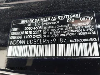 2020 Mercedes-Benz C 300 с VIN WDDWF8DB5LR539187, выставлен на аукционе IAAI как лот 42290441 с пробегом 19 669 миль миль и . История ставок и продаж доступна на DreamBid. Изображение 9.