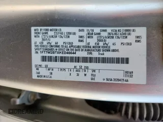 2019 Ford F-250 XL with VIN 1FT7W2BTXKED46644, listed as a Copart auction lot 63229485 with 116,433 mi miles and Salvage title. Bid and sale history available at DreamBid. Image 12.