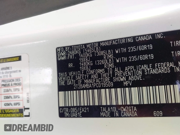 2023 Lexus RX 350 z VIN 2T2BAMBA1PC019509, wystawiony jako IAAI lot #42086133 z przebiegiem 37 861 mil mil oraz . Historia ofert i sprzedaży dostępna na DreamBid. Obrazek 9.