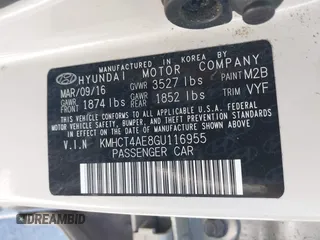 2016 Hyundai Accent SE with VIN KMHCT4AE8GU116955, listed as a IAAI auction lot 42088866 with 111,519 mi miles. Bid and sale history available at carsss.com. Image 9.