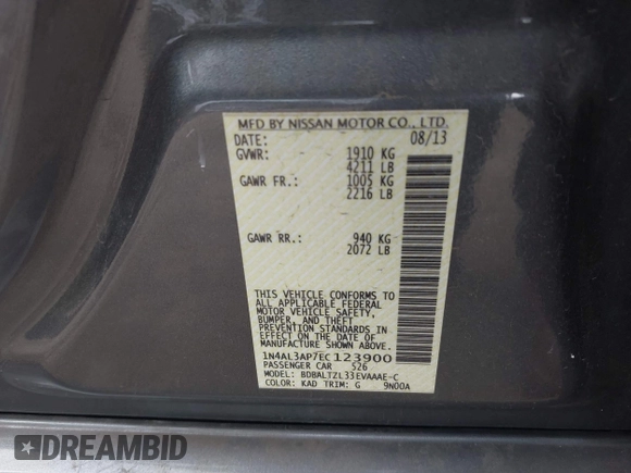 2014 Nissan Altima S with VIN 1N4AL3AP7EC123900, listed as a IAAI auction lot 42110974 with 106,078 mi miles and . Bid and sale history available at carsss.com. Image 9.