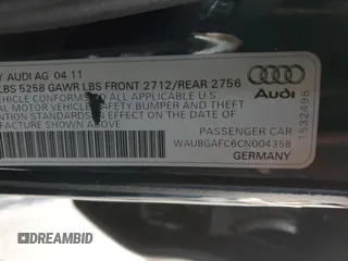 2012 Audi A6 Premium Plus z VIN WAUBGAFC6CN004358, wystawiony jako Copart lot #61039735 z przebiegiem 131 338 mil mil oraz Czysty tytuł • Clean title. Historia ofert i sprzedaży dostępna na DreamBid. Obrazek 12.