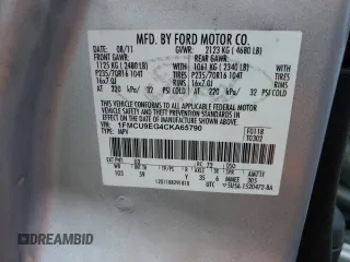 2012 Ford Escape Limited with VIN 1FMCU9EG4CKA65790, listed as a Copart auction lot 53166035 with 216,074 mi miles and Salvage Title. Bid and sale history available at carsss.com. Image 12.