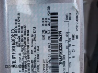 2019 Ford Fusion Hybrid Titanium with VIN 3FA6P0RUXKR106329, listed as a Copart auction lot 55557282 with 40,593 mi miles. Bid and sale history available at carsss.com. Image 10.