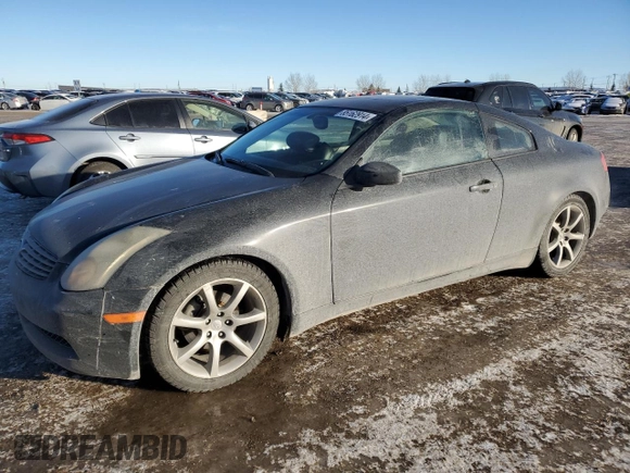 2003 Infiniti G35 Coupe w/Leather with VIN JNKCV54E43M207293, listed as a Copart auction lot 85162914 with 202,124 mi miles and Salvage Title. Bid and sale history available at carsss.com. Image 1.