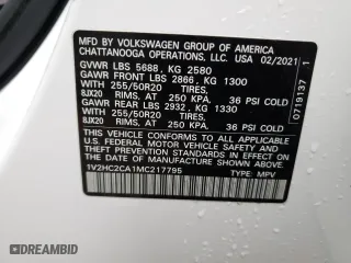 2021 Volkswagen Atlas Cross Sport 2.0T SE w/Technology with VIN 1V2HC2CA1MC217795, listed as a Copart auction lot 69861182 with 25,157 mi miles. Bid and sale history available at carsss.com. Image 13.