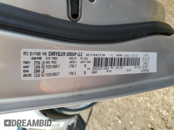 2012 Dodge Journey SXT with VIN 3C4PDCCG7CT135822, listed as a Copart auction lot 48820205 with 253,183 mi miles and Clean title. Bid and sale history available at DreamBid. Image 13.