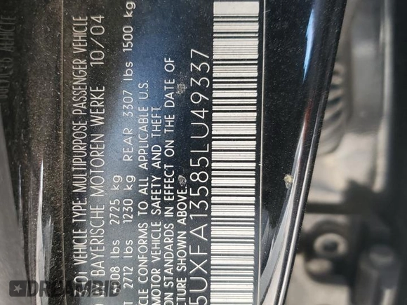 2005 BMW X5 3.0i with VIN 5UXFA13585LU49337, listed as a Copart auction lot 75214894 with 147,241 mi miles and Salvage Title. Bid and sale history available at carsss.com. Image 13.