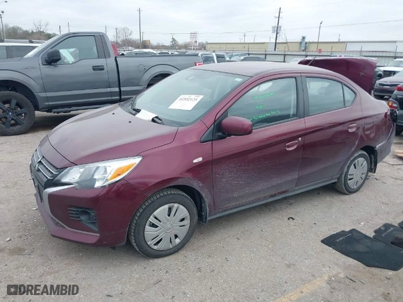 2024 Mitsubishi Mirage G4 ES with VIN ML32FUFJ7RHF10123, listed as a IAAI auction lot 41532125 with 22,388 mi miles. Bid and sale history available at carsss.com. Image 2.