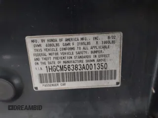 2003 Honda Accord LX z VIN 1HGCM56383A001350, wystawiony jako IAAI lot #39839794 z przebiegiem 176 516 mil mil oraz . Historia ofert i sprzedaży dostępna na DreamBid. Obrazek 9.