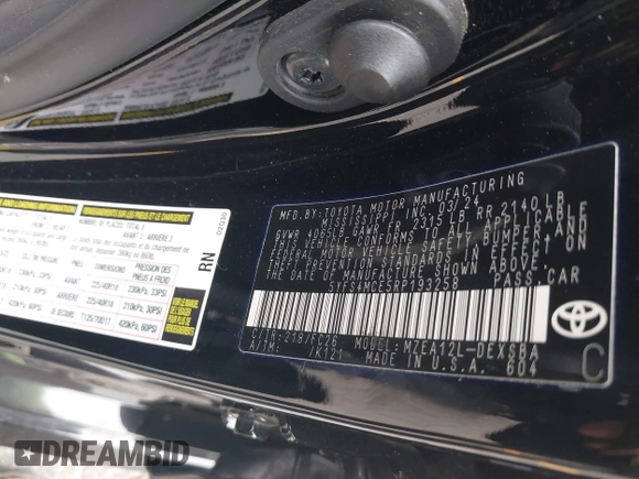 2024 Toyota Corolla SE with VIN 5YFS4MCE5RP193258, listed as a IAAI auction lot 42141645 with 7,837 mi miles and . Bid and sale history available at DreamBid. Image 9.