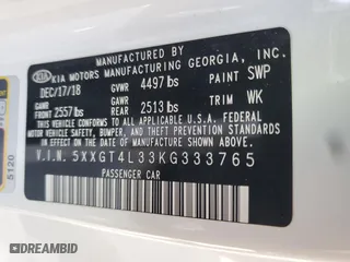 2019 Kia Optima S with VIN 5XXGT4L33KG333765, listed as a Copart auction lot 51657485 with 79,986 mi miles and Salvage Title. Bid and sale history available at carsss.com. Image 12.