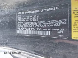 2015 BMW 4 Series 428i z VIN WBA3V7C53FP772066, wystawiony jako IAAI lot #42837150 z przebiegiem Nie podano mil oraz . Historia ofert i sprzedaży dostępna na DreamBid. Obrazek 9.