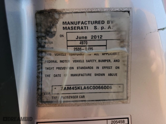 2012 Maserati GranTurismo S with VIN ZAM45KLA6C0066006, listed as a Copart auction lot 68106354 with 16,895 mi miles and Salvage Title. Bid and sale history available at carsss.com. Image 12.