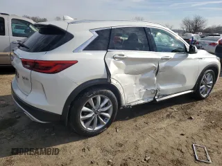 2021 Infiniti QX50 Luxe with VIN 3PCAJ5BB2MF108558, listed as a Copart auction lot 46426985 with 43,962 mi miles and Salvage Title. Bid and sale history available at DreamBid. Image 3.