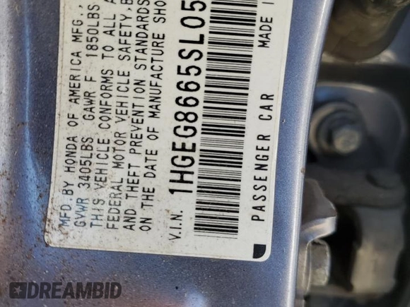 1995 Honda Civic LX z VIN 1HGEG8665SL054389, wystawiony jako Copart lot #70983094 z przebiegiem 195 047 mil mil oraz Szkoda całkowita • Salvage title. Historia ofert i sprzedaży dostępna na DreamBid. Obrazek 14.