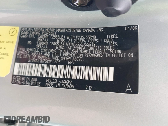 2006 Lexus RX 330 with VIN 2T2GA31U76C051505, listed as a IAAI auction lot 42275039 with 128,044 mi miles and . Bid and sale history available at DreamBid. Image 9.