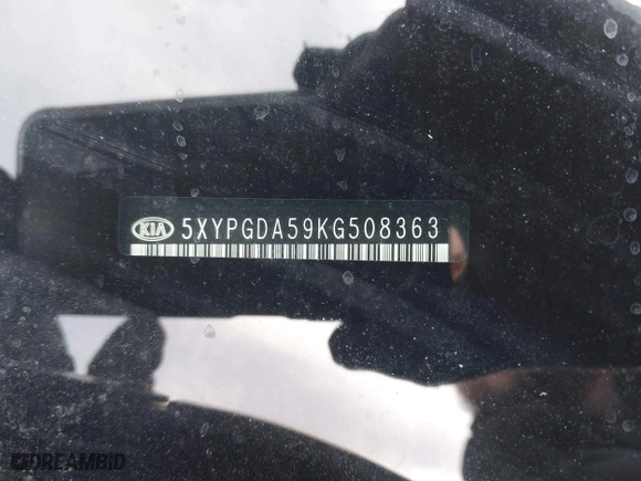 2019 Kia Sorento S V6 with VIN 5XYPGDA59KG508363, listed as a IAAI auction lot 41937863 with 52,308 mi miles. Bid and sale history available at carsss.com. Image 9.