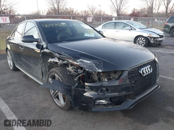 2013 Audi A4 2.0T Prestige with VIN WAUKFAFL9DN015049, listed as a IAAI auction lot 40975645 with 104,407 mi miles. Bid and sale history available at carsss.com. Image 1.