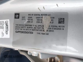 2013 Buick Verano with VIN 1G4PP5SKXD4247834, listed as a IAAI auction lot 42611373 with 72,431 mi miles and . Bid and sale history available at DreamBid. Image 9.