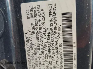 2022 HONDA PILOT SE with VIN 5FNYF5H26NB014305, listed as a Copart auction lot 41540365 with Not Provided miles and Non Repairable. Bid and sale history available at DreamBid. Image 14.