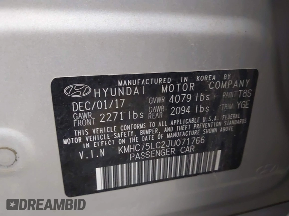 2018 Hyundai Ioniq SEL z VIN KMHC75LC2JU071766, wystawiony jako IAAI lot #42334469 z przebiegiem 78 987 mil mil oraz . Historia ofert i sprzedaży dostępna na DreamBid. Obrazek 9.