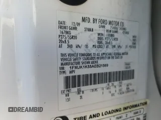 2010 Ford Expedition Max Limited z VIN 1FMJK1K55AEB21569, wystawiony jako Copart lot #60789945 z przebiegiem 152 169 mil mil oraz Szkoda całkowita • Salvage title. Historia ofert i sprzedaży dostępna na DreamBid. Obrazek 13.