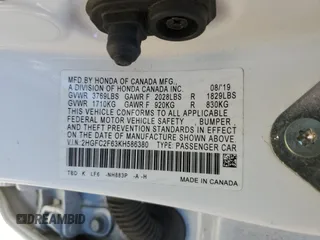 2019 Honda Civic Sedan LX with VIN 2HGFC2F63KH586380, listed as a Copart auction lot 50124585 with 41,997 mi miles and Salvage Title. Bid and sale history available at carsss.com. Image 15.